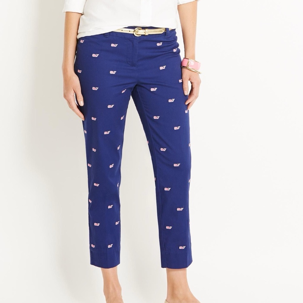 Vineyard Vines Whale Print Cropped Pants